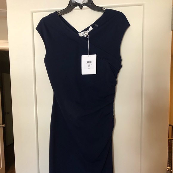 dvf cap sleeve ruched jersey dress